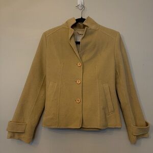 Shema Womens Beige Wool-Blend Short Coat Jacket